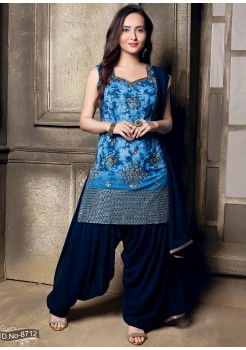 Dark Blue Georgette  Patiyala